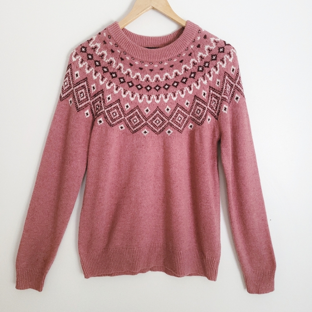 Sunice | Vintage Pink Fairisle Wool Blend Sweater - S/M
